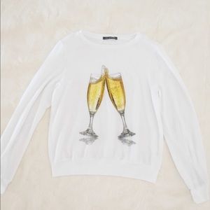 WILDFOX Champagne 🥂 White Plush Jumper Bridal